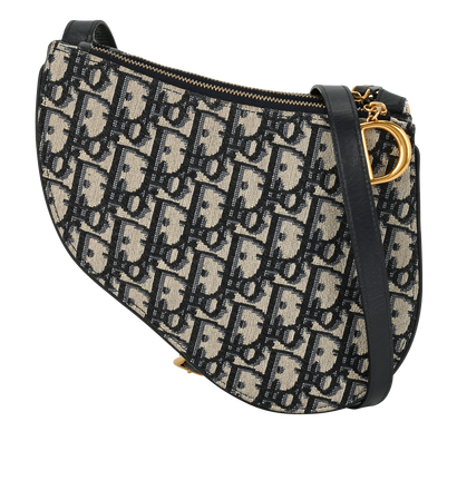 Trio Saddle, &pound;850, Handbags, Beige/Blue, Canvas, Front view